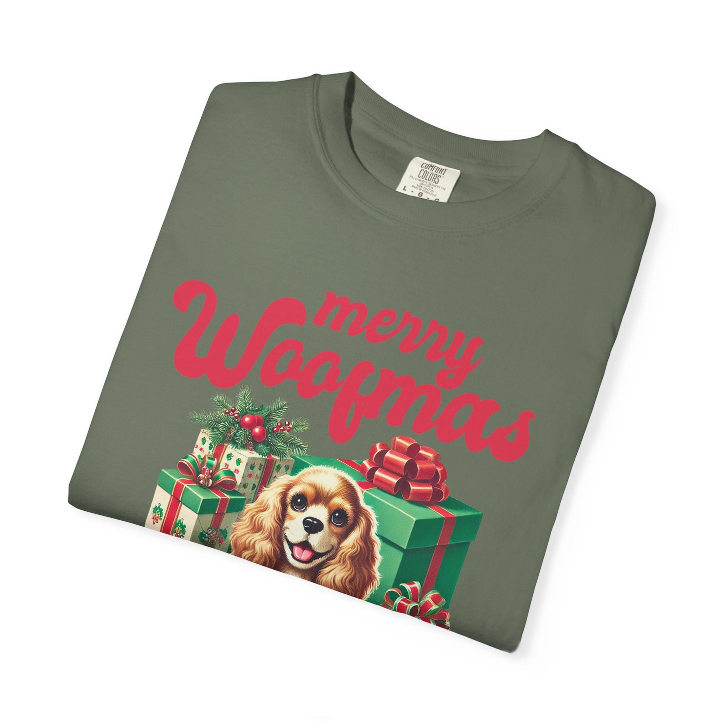 Merry Woofmas Dog Christmas T-Shirt — Cute Puppy & Presents Holiday Tee