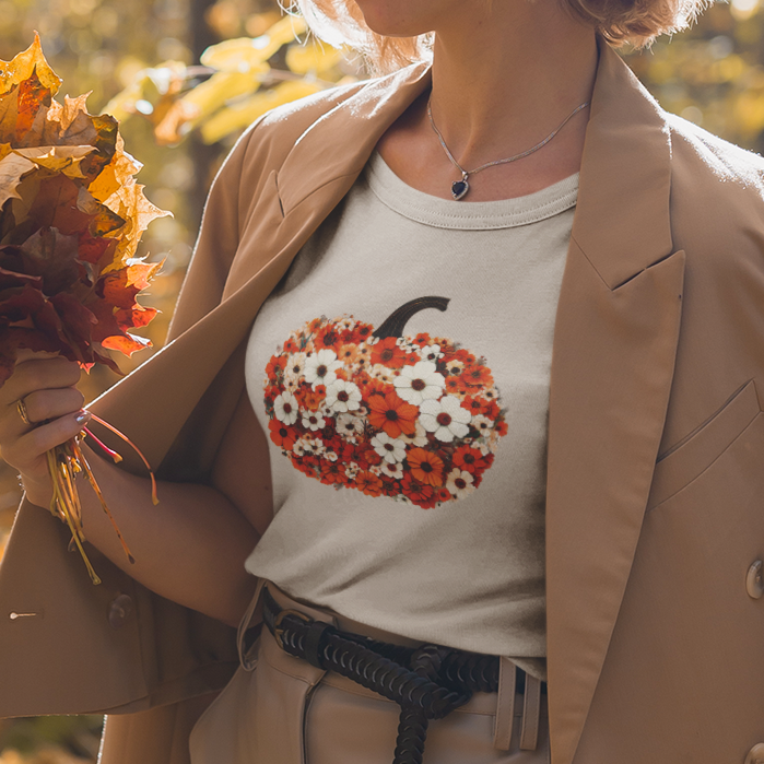 Vintage Fall Vibes T-Shirt | Floral Pumpkin Tee | PSO