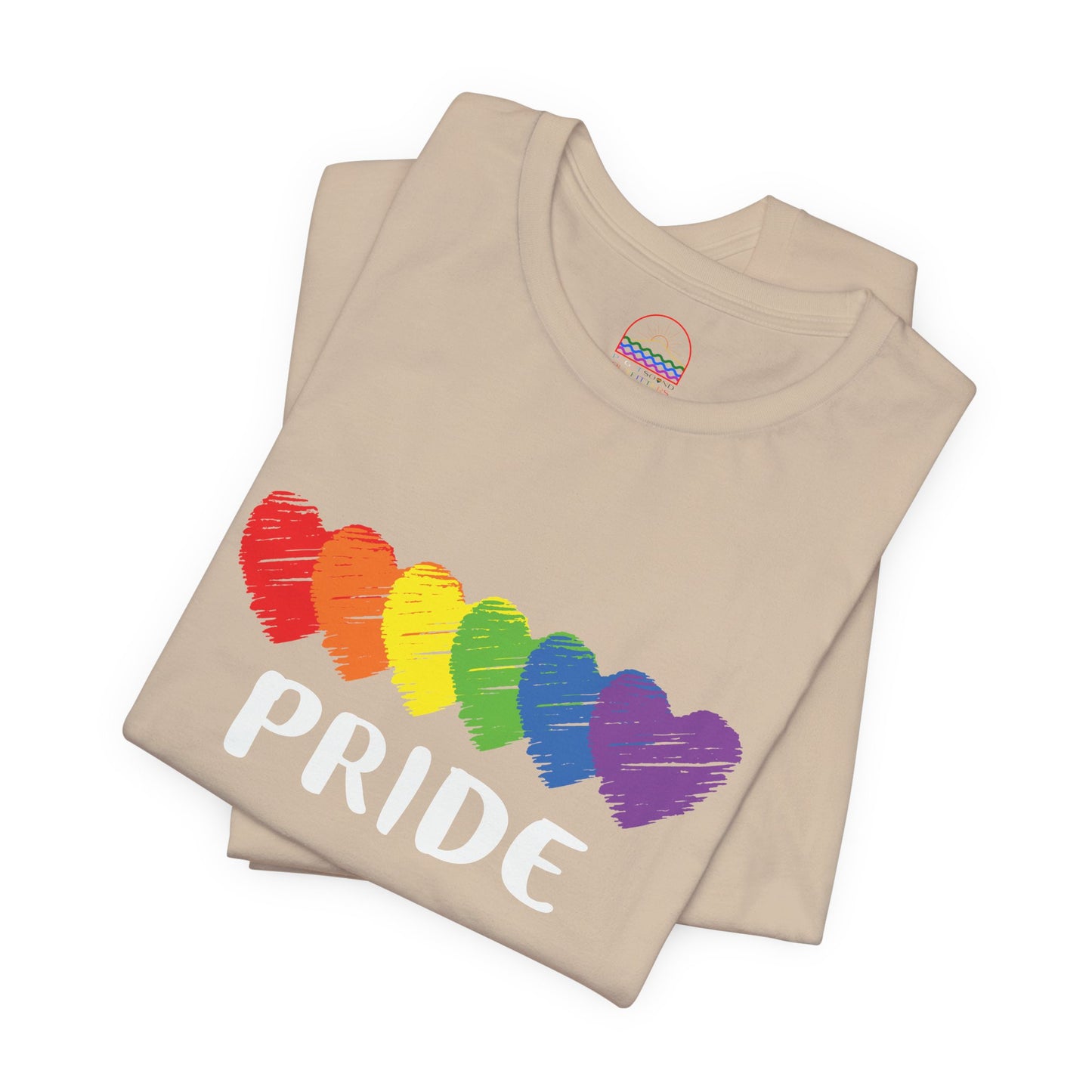 Pride Hearts Unisex Tee - Celebrate LGBTQ+ Pride, Rainbow T-Shirt, Summer Casual Wear, Gift for Pride Month, Colorful Heart Design