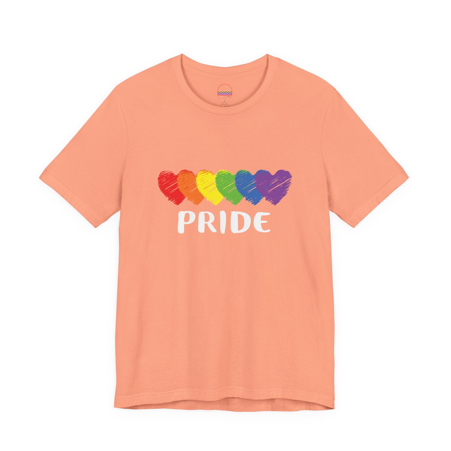 Pride Hearts Unisex Tee - Celebrate LGBTQ+ Pride, Rainbow T-Shirt, Summer Casual Wear, Gift for Pride Month, Colorful Heart Design