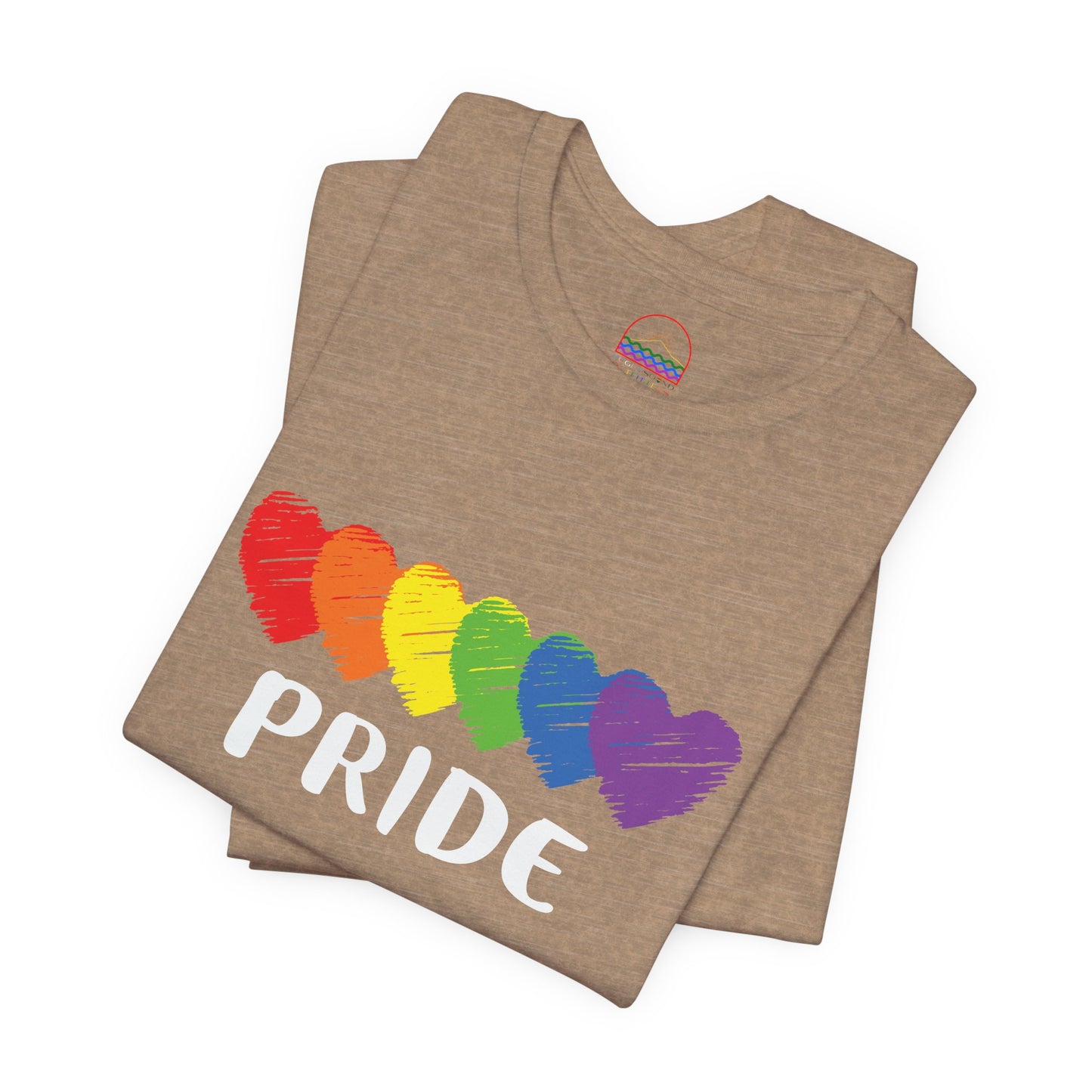 Pride Hearts Unisex Tee - Celebrate LGBTQ+ Pride, Rainbow T-Shirt, Summer Casual Wear, Gift for Pride Month, Colorful Heart Design