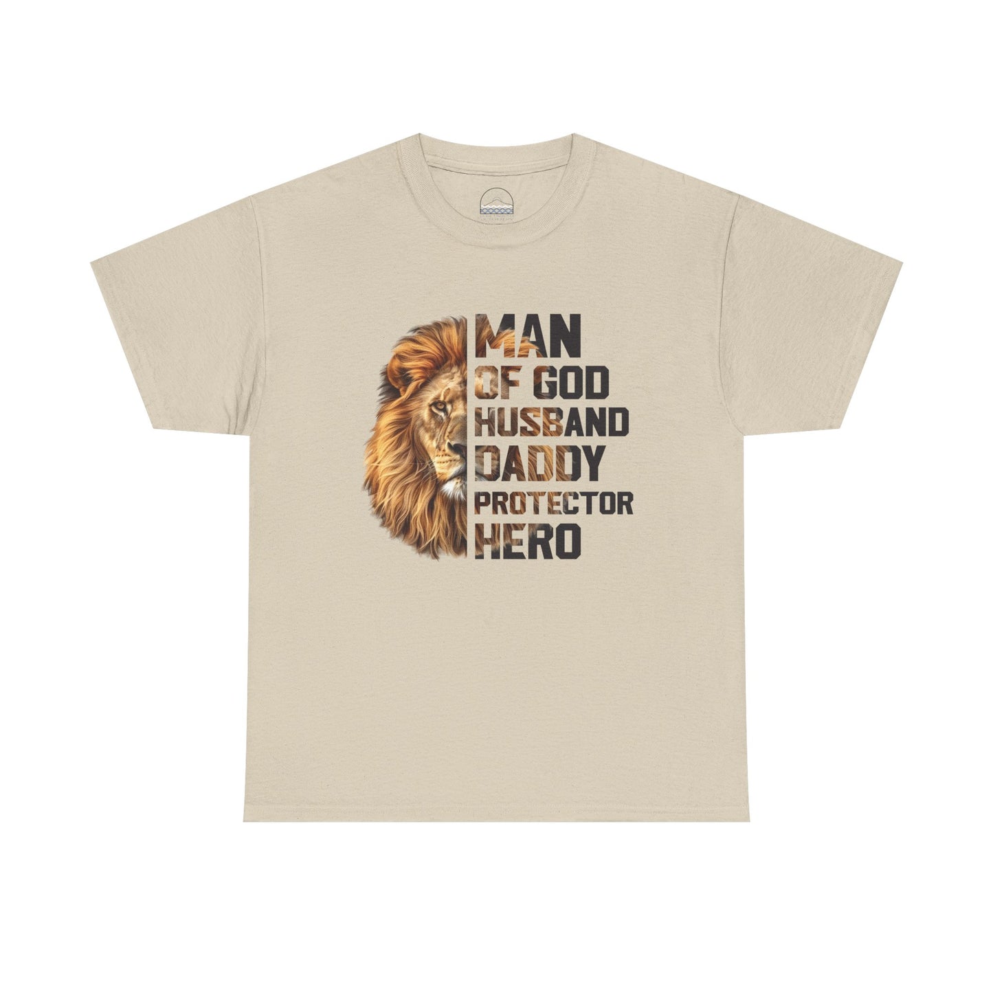 Man of God Heavy Cotton Tee - Husband, Daddy, Protector, Hero Shirt