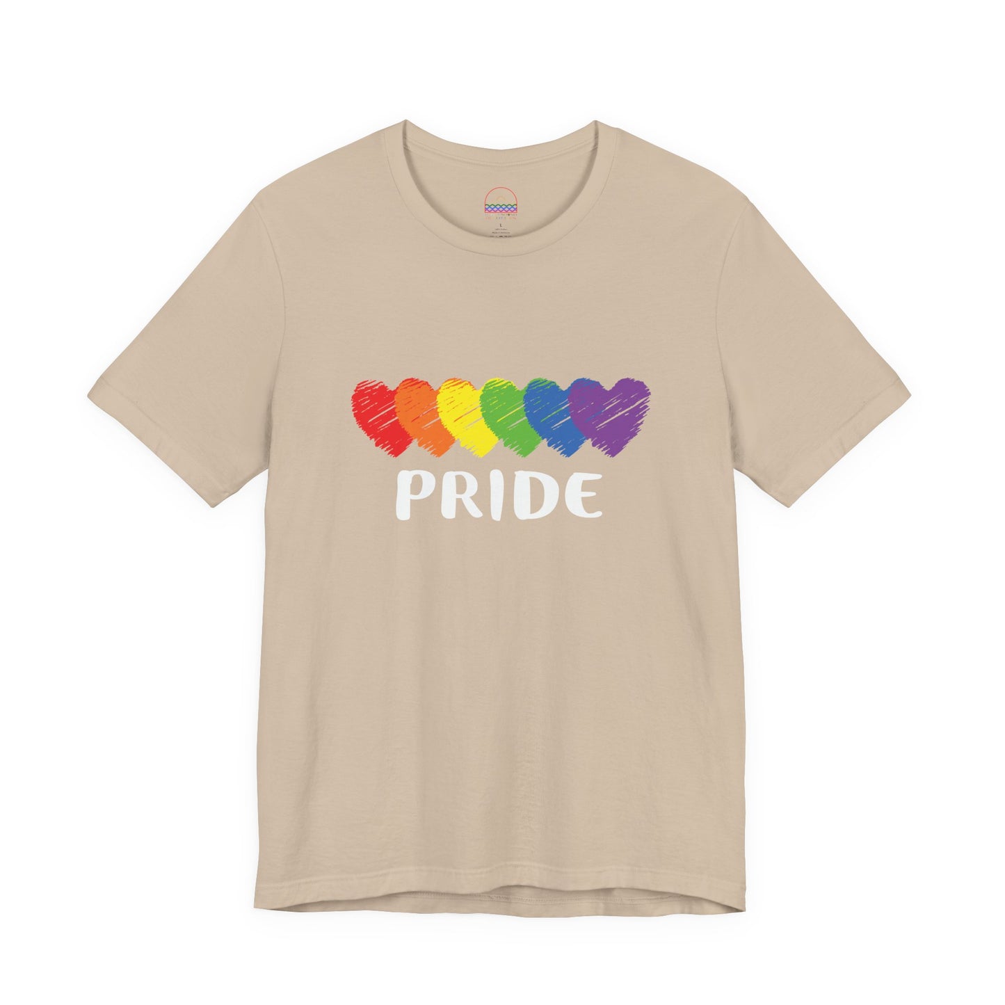 Pride Hearts Unisex Tee - Celebrate LGBTQ+ Pride, Rainbow T-Shirt, Summer Casual Wear, Gift for Pride Month, Colorful Heart Design