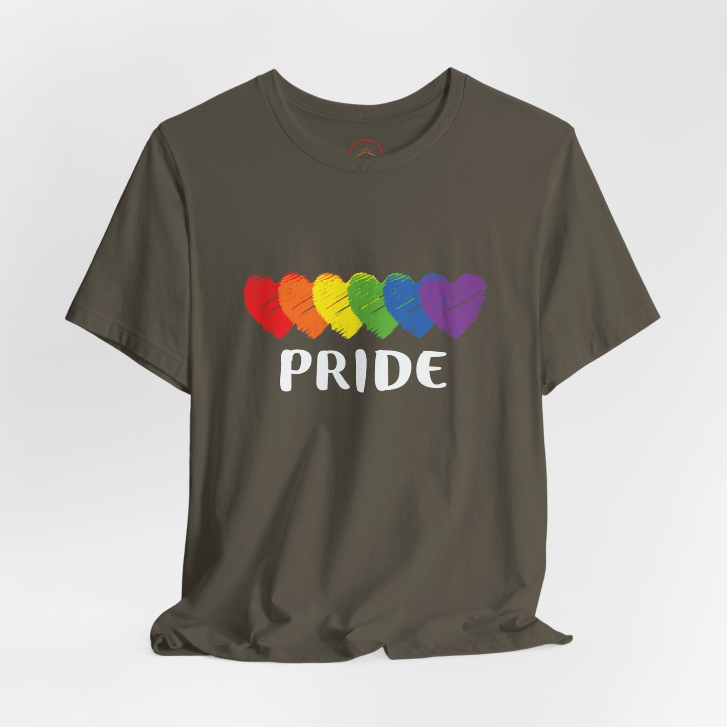 Pride Hearts Unisex Tee - Celebrate LGBTQ+ Pride, Rainbow T-Shirt, Summer Casual Wear, Gift for Pride Month, Colorful Heart Design