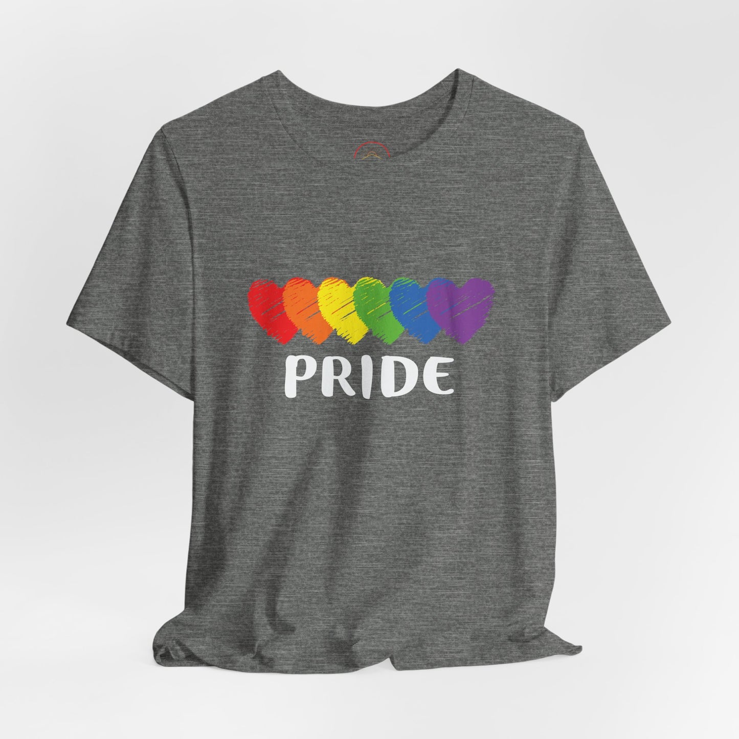 Pride Hearts Unisex Tee - Celebrate LGBTQ+ Pride, Rainbow T-Shirt, Summer Casual Wear, Gift for Pride Month, Colorful Heart Design