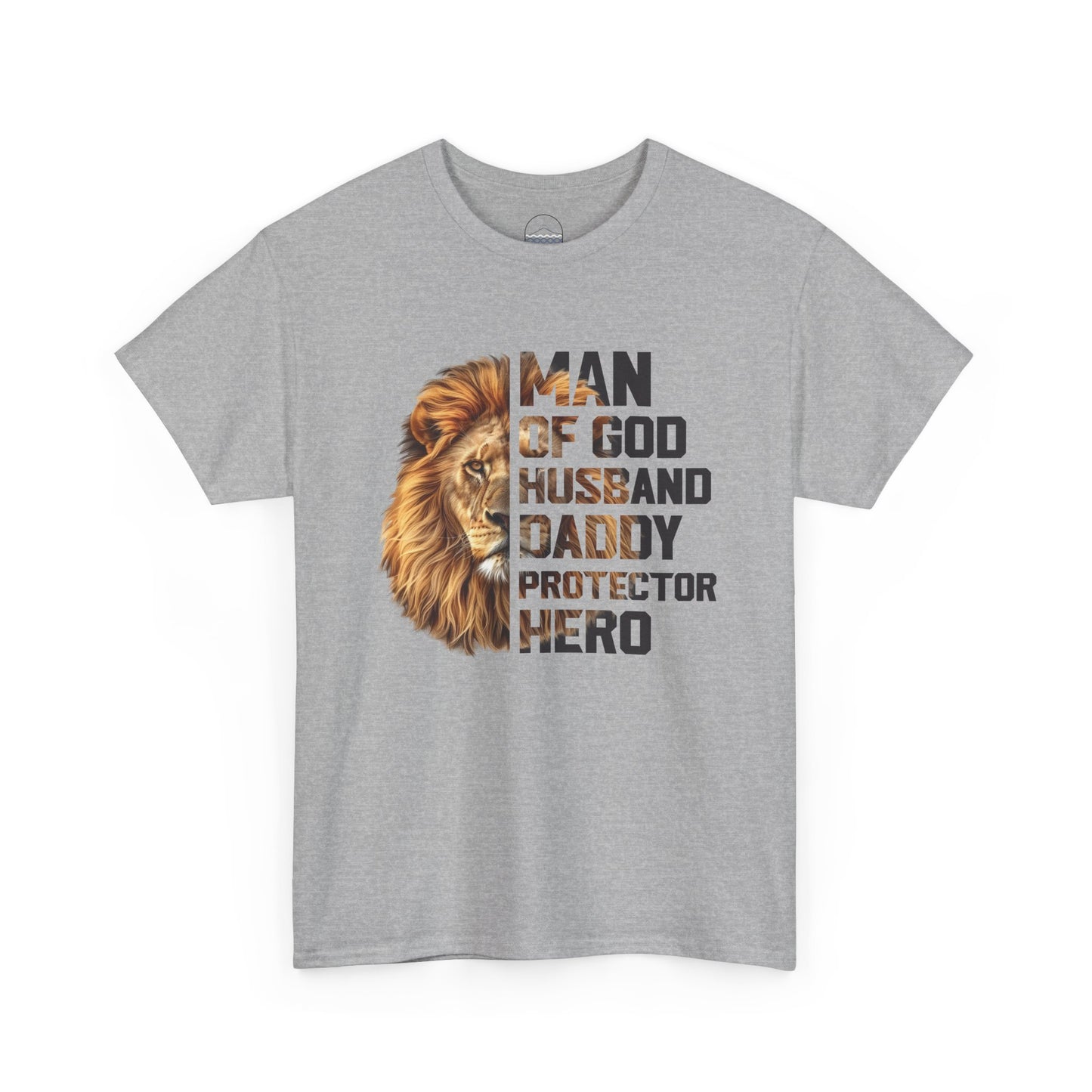 Man of God Heavy Cotton Tee - Husband, Daddy, Protector, Hero Shirt