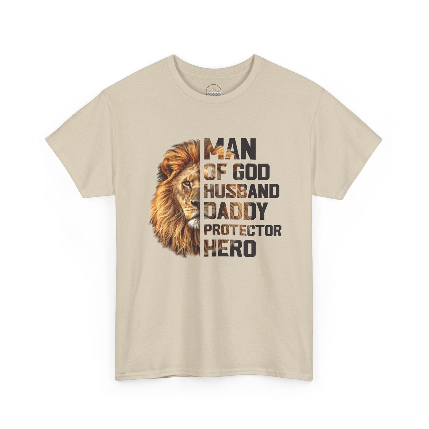 Man of God Heavy Cotton Tee - Husband, Daddy, Protector, Hero Shirt