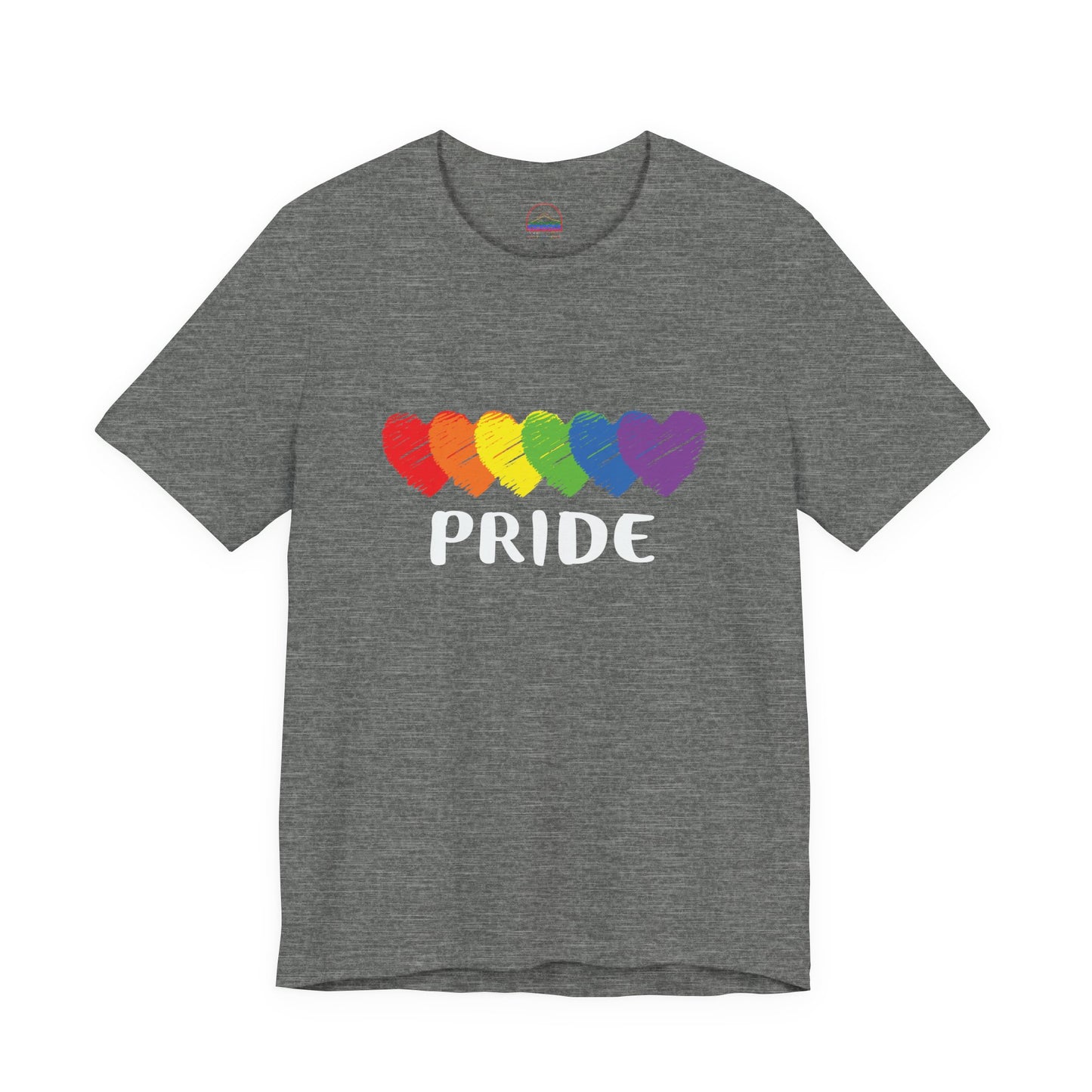 Pride Hearts Unisex Tee - Celebrate LGBTQ+ Pride, Rainbow T-Shirt, Summer Casual Wear, Gift for Pride Month, Colorful Heart Design