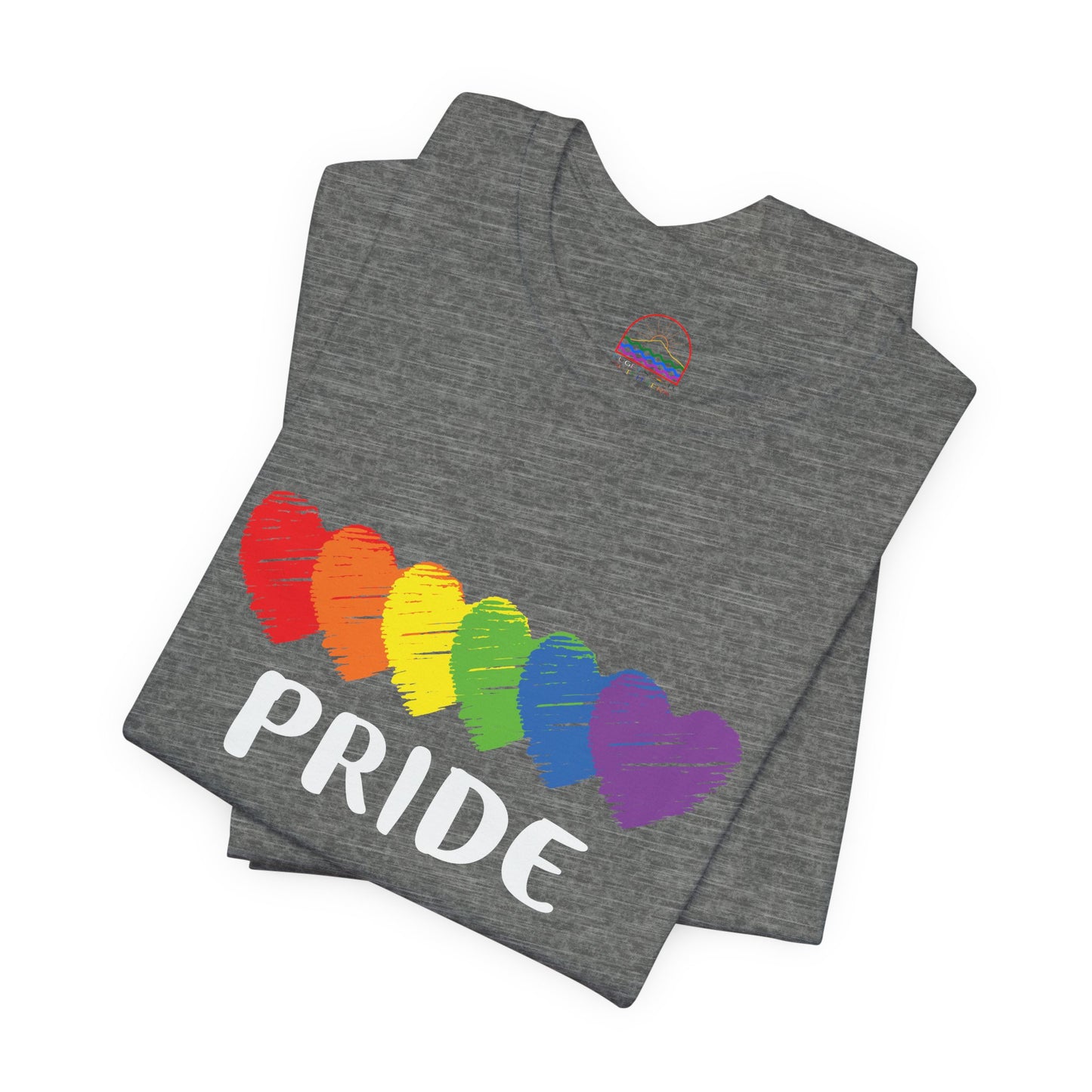 Pride Hearts Unisex Tee - Celebrate LGBTQ+ Pride, Rainbow T-Shirt, Summer Casual Wear, Gift for Pride Month, Colorful Heart Design
