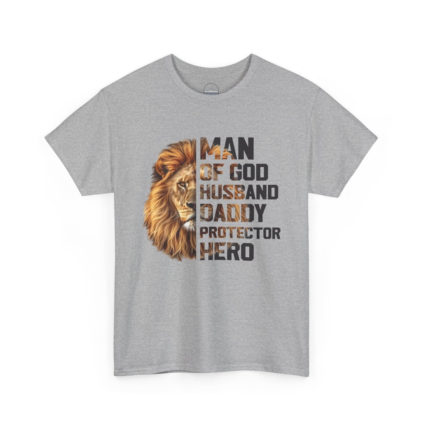 Man of God Heavy Cotton Tee - Husband, Daddy, Protector, Hero Shirt