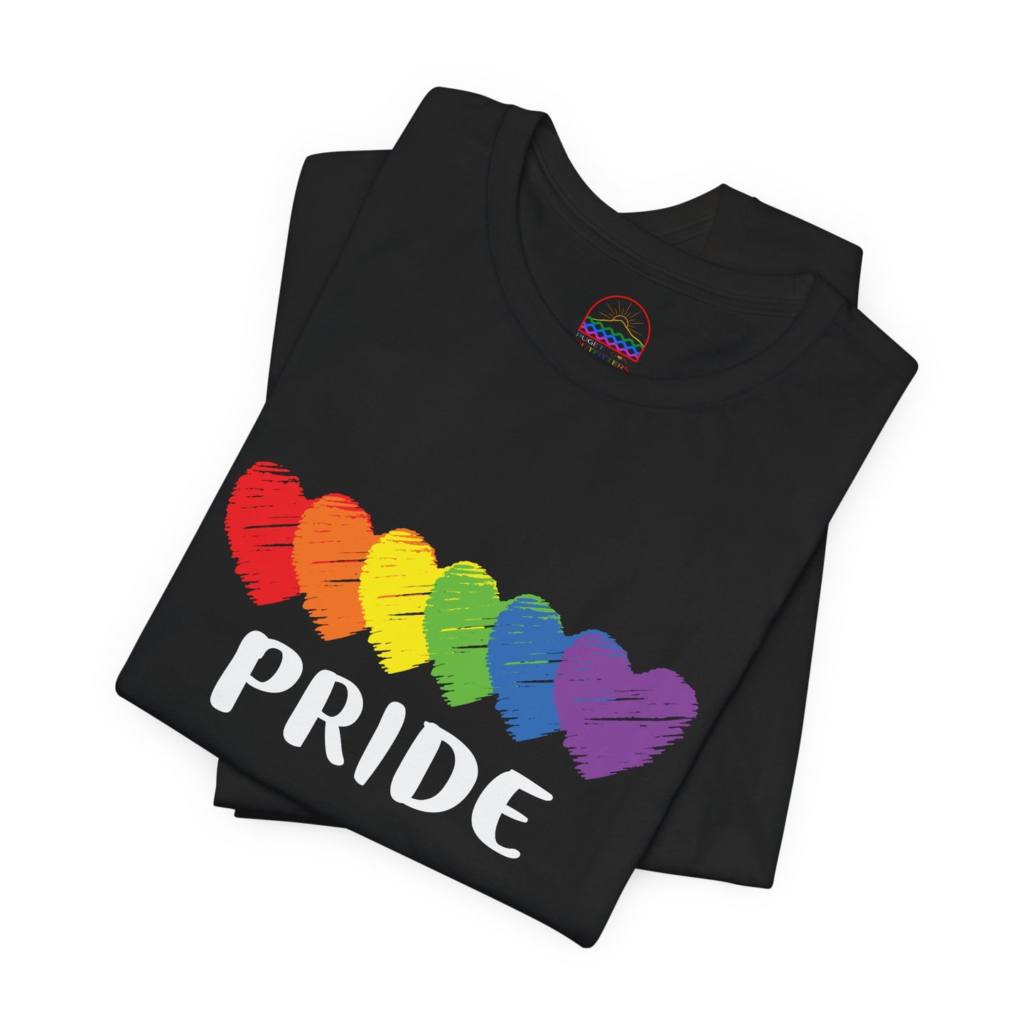 Pride Hearts Unisex Tee - Celebrate LGBTQ+ Pride, Rainbow T-Shirt, Summer Casual Wear, Gift for Pride Month, Colorful Heart Design