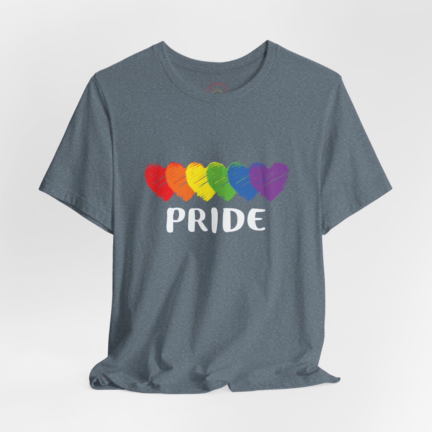 Pride Hearts Unisex Tee - Celebrate LGBTQ+ Pride, Rainbow T-Shirt, Summer Casual Wear, Gift for Pride Month, Colorful Heart Design