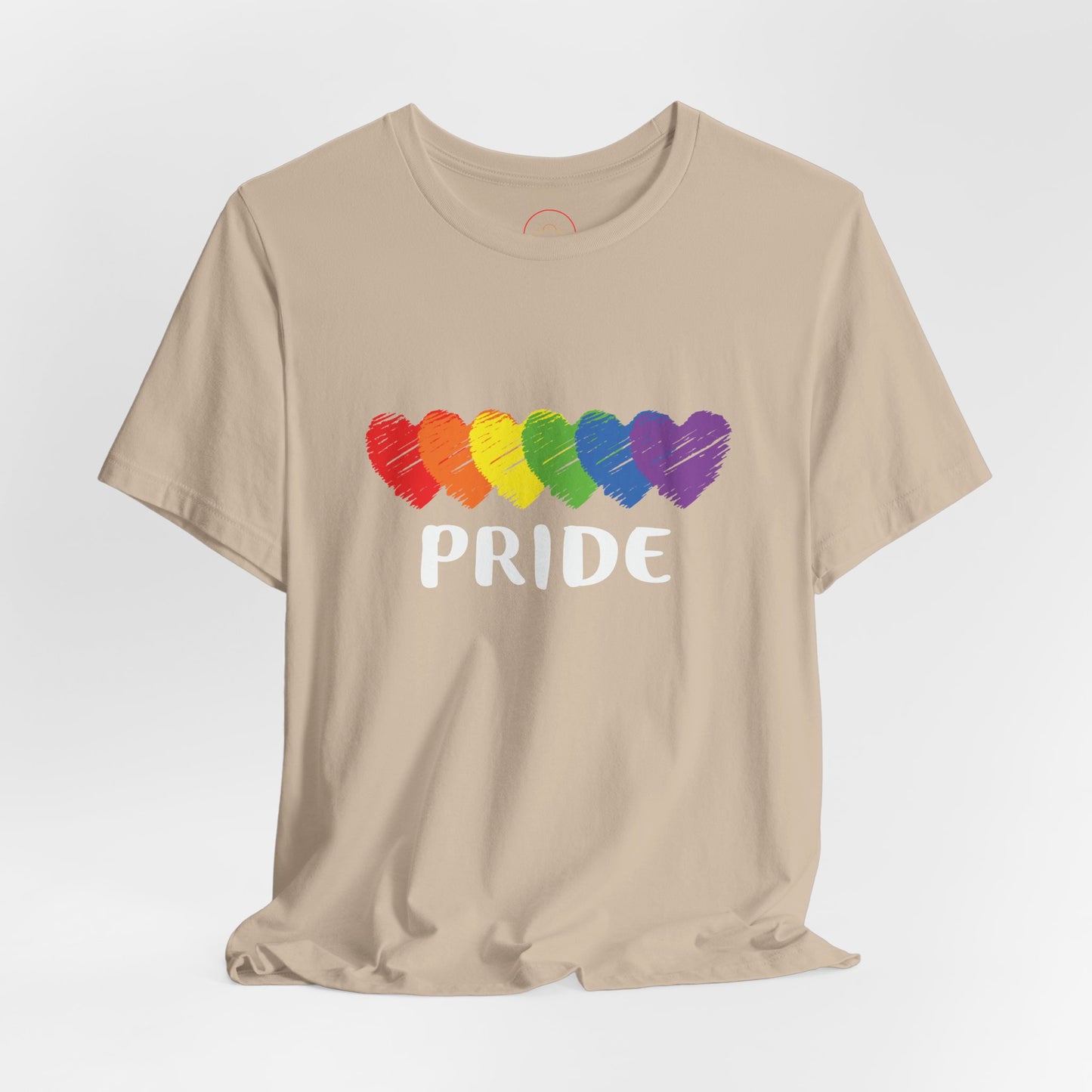 Pride Hearts Unisex Tee - Celebrate LGBTQ+ Pride, Rainbow T-Shirt, Summer Casual Wear, Gift for Pride Month, Colorful Heart Design