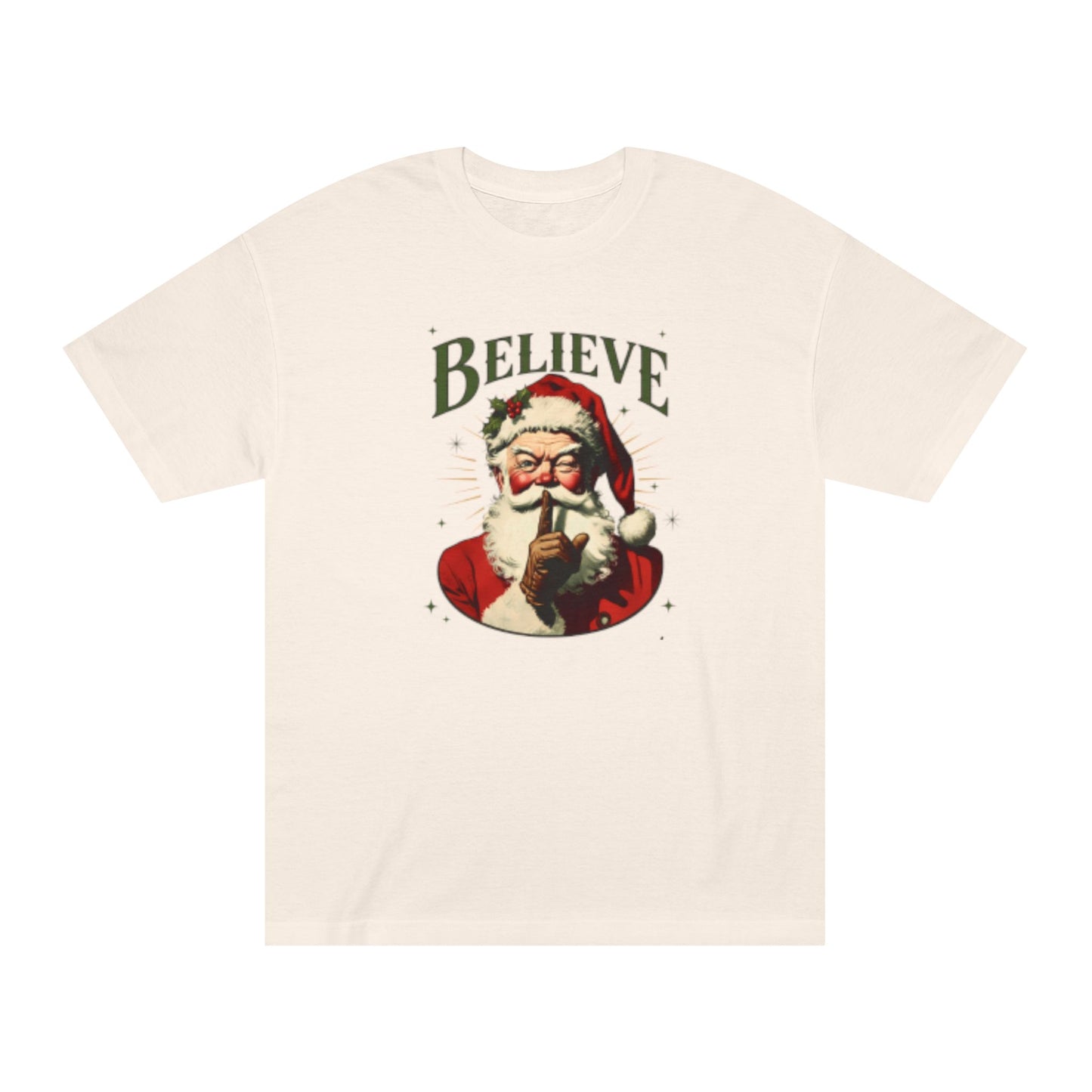 Believe Santa T-Shirt — Vintage Christmas Tee with 'Believe' Santa Illustration