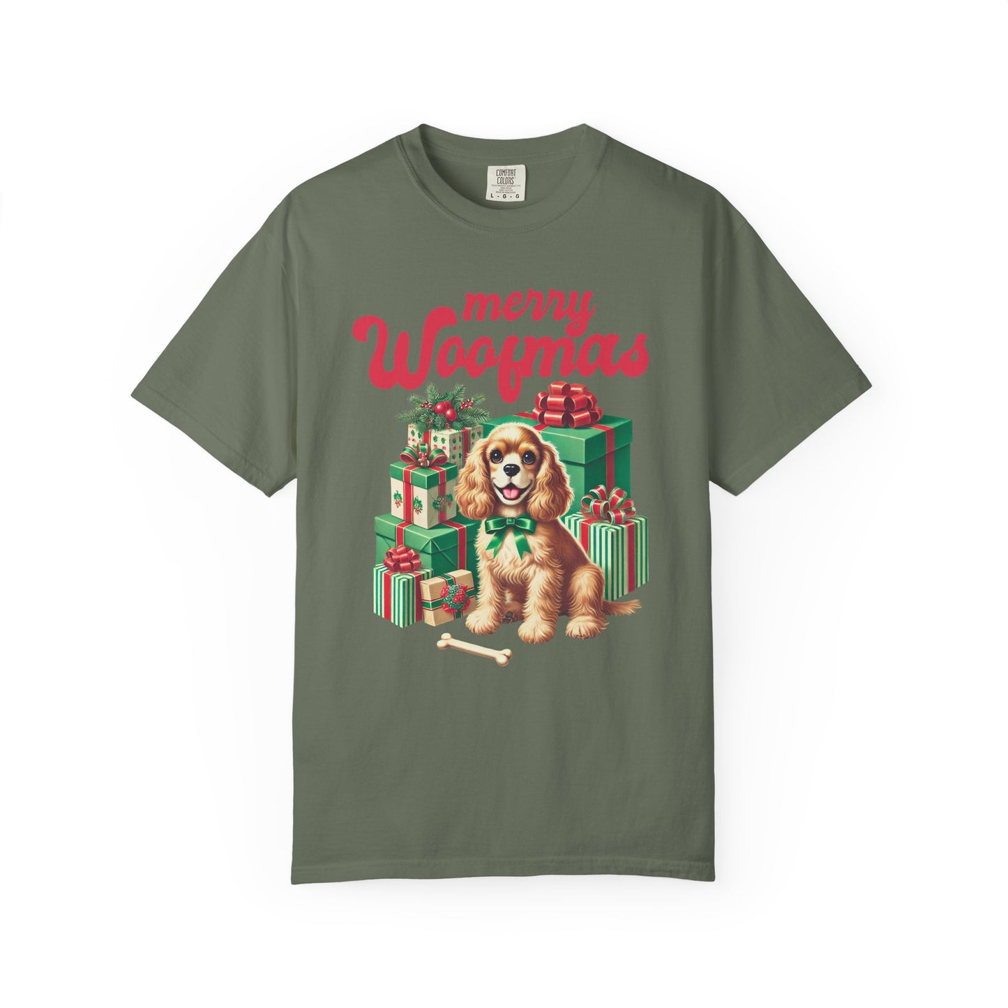 Merry Woofmas Dog Christmas T-Shirt — Cute Puppy & Presents Holiday Tee