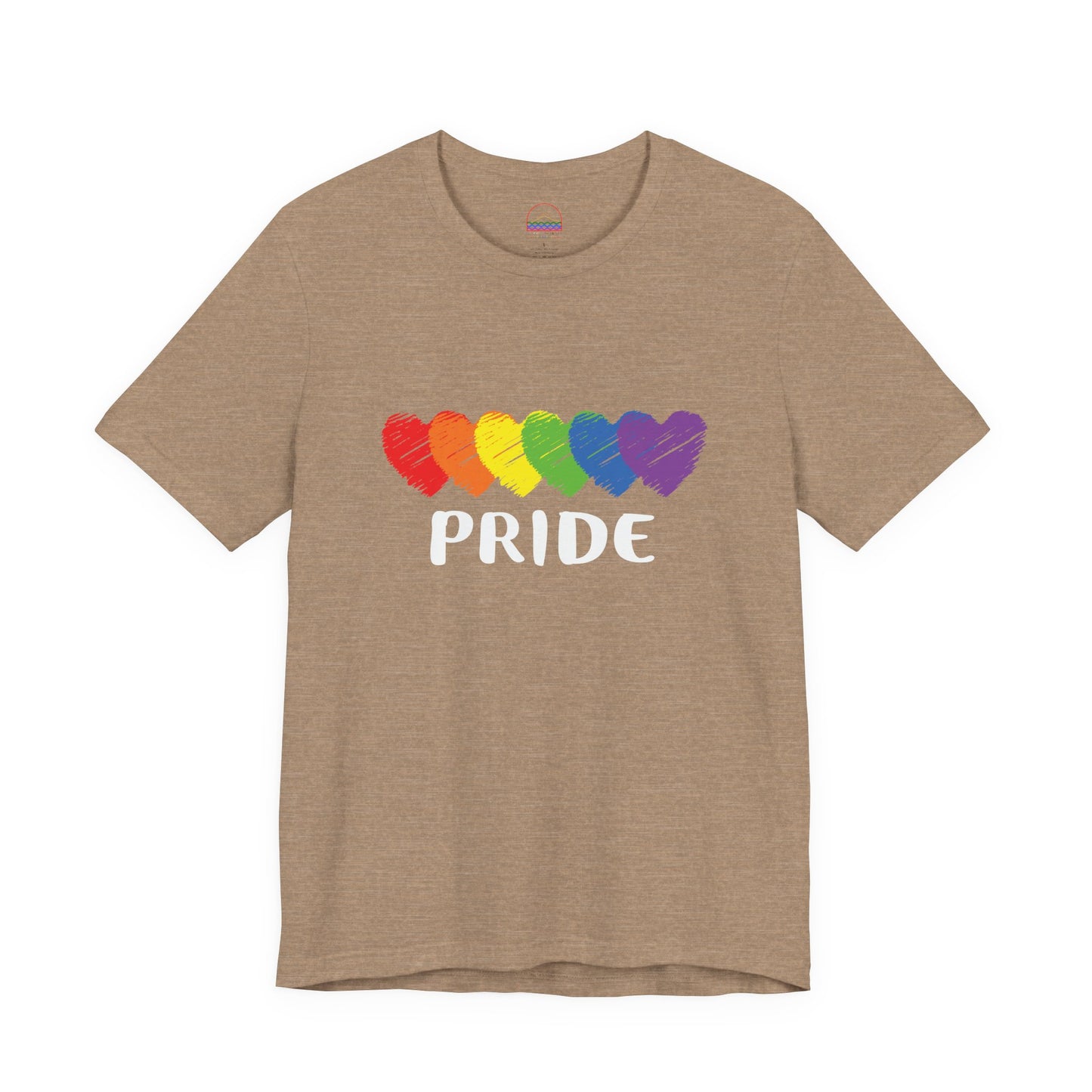 Pride Hearts Unisex Tee - Celebrate LGBTQ+ Pride, Rainbow T-Shirt, Summer Casual Wear, Gift for Pride Month, Colorful Heart Design