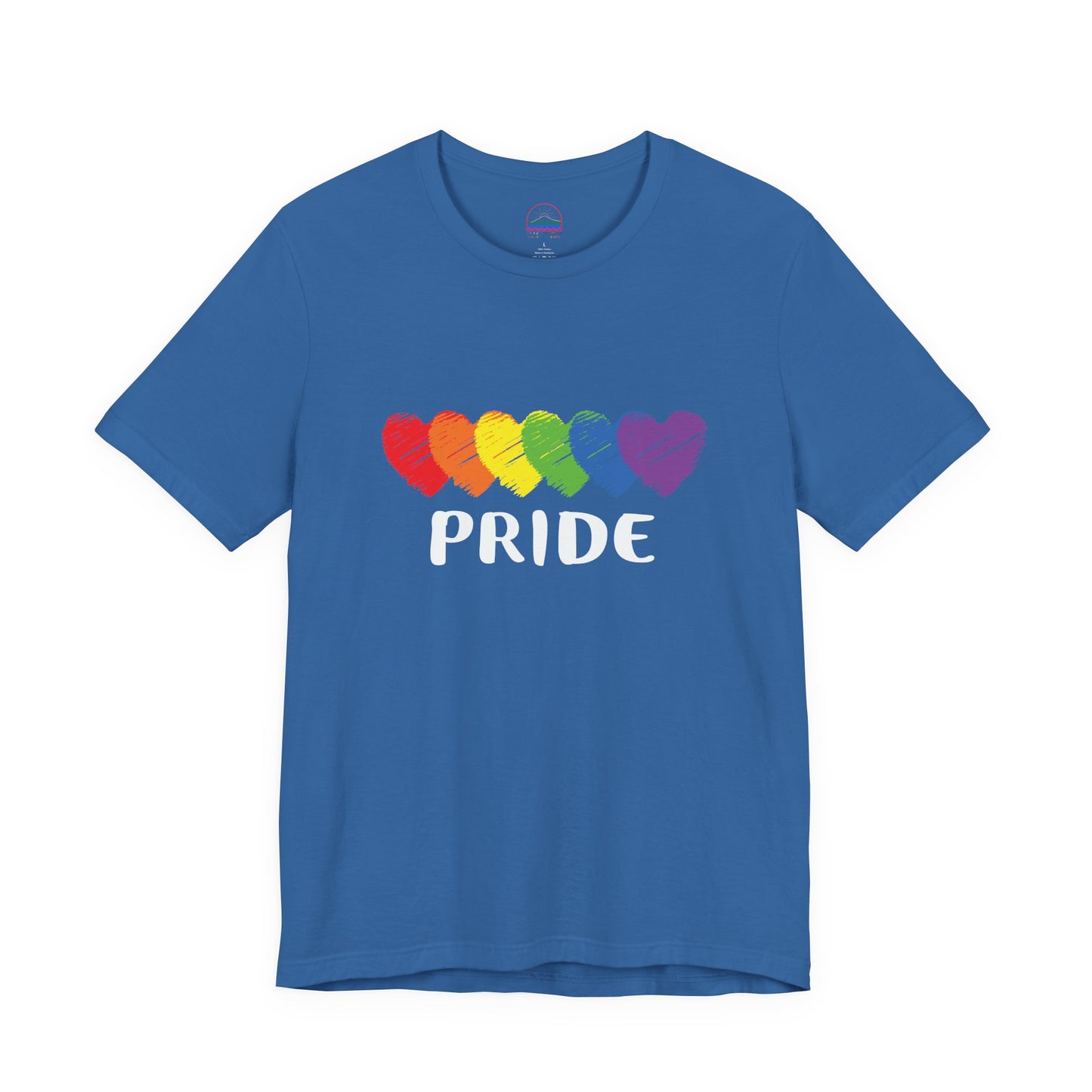 Pride Hearts Unisex Tee - Celebrate LGBTQ+ Pride, Rainbow T-Shirt, Summer Casual Wear, Gift for Pride Month, Colorful Heart Design