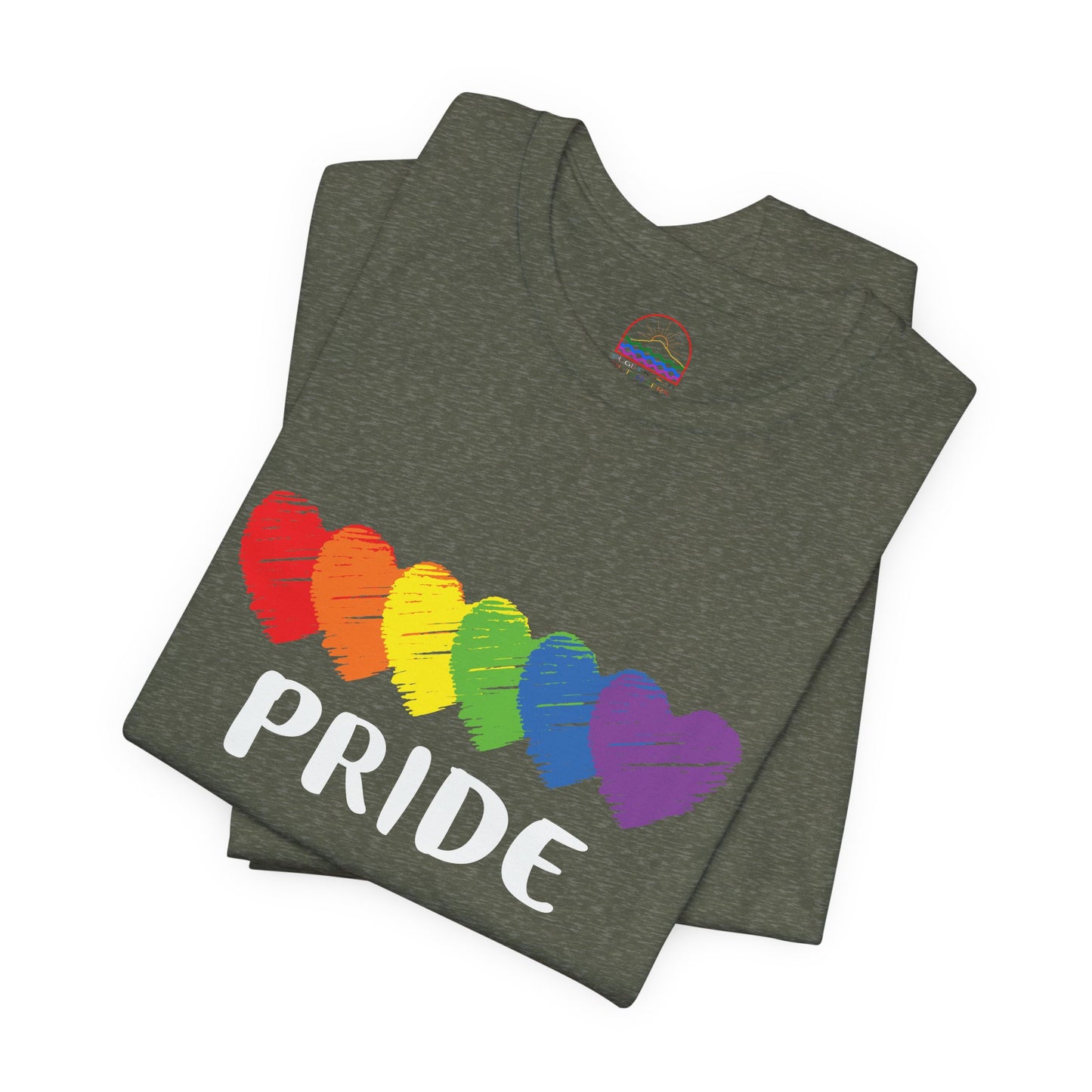 Pride Hearts Unisex Tee - Celebrate LGBTQ+ Pride, Rainbow T-Shirt, Summer Casual Wear, Gift for Pride Month, Colorful Heart Design