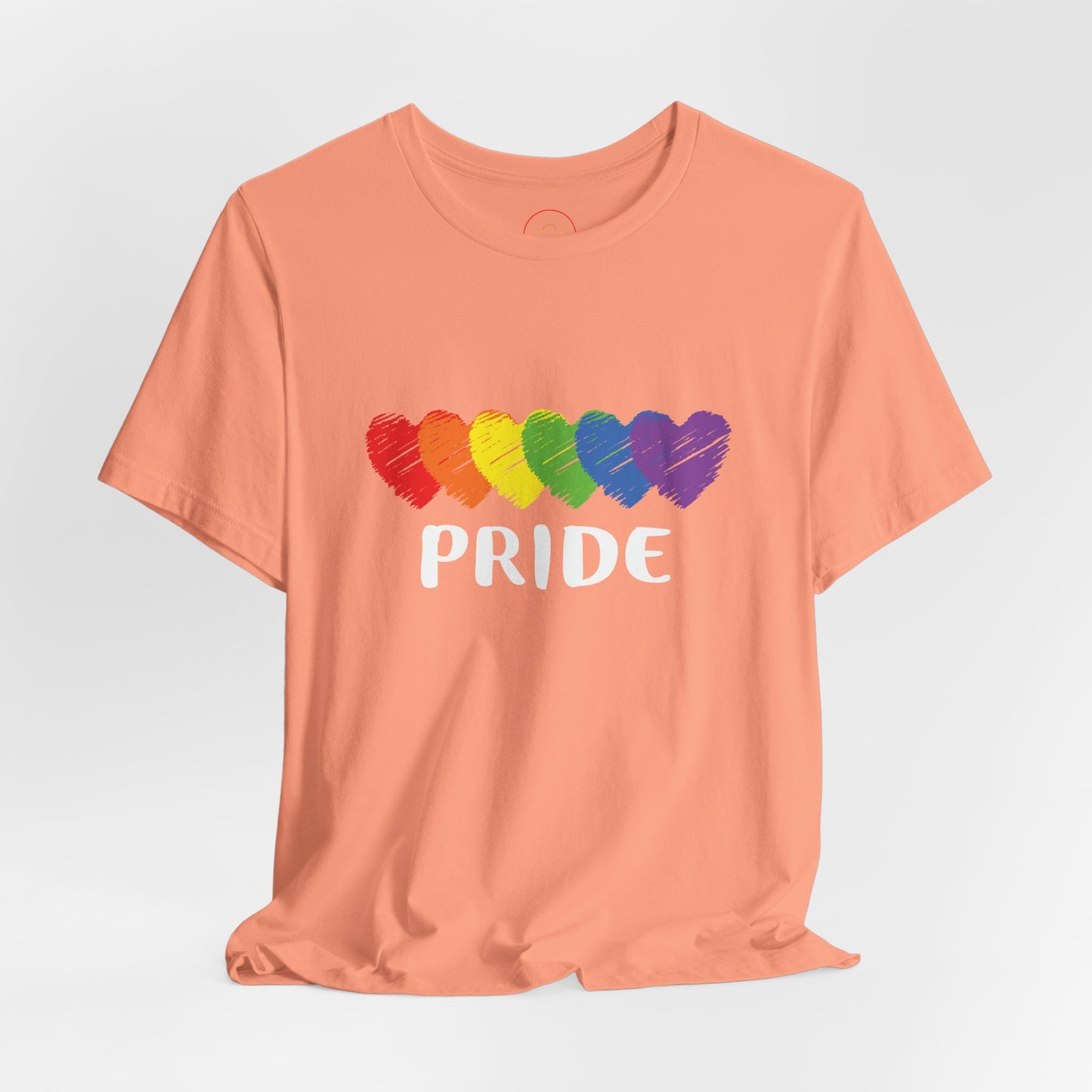 Pride Hearts Unisex Tee - Celebrate LGBTQ+ Pride, Rainbow T-Shirt, Summer Casual Wear, Gift for Pride Month, Colorful Heart Design
