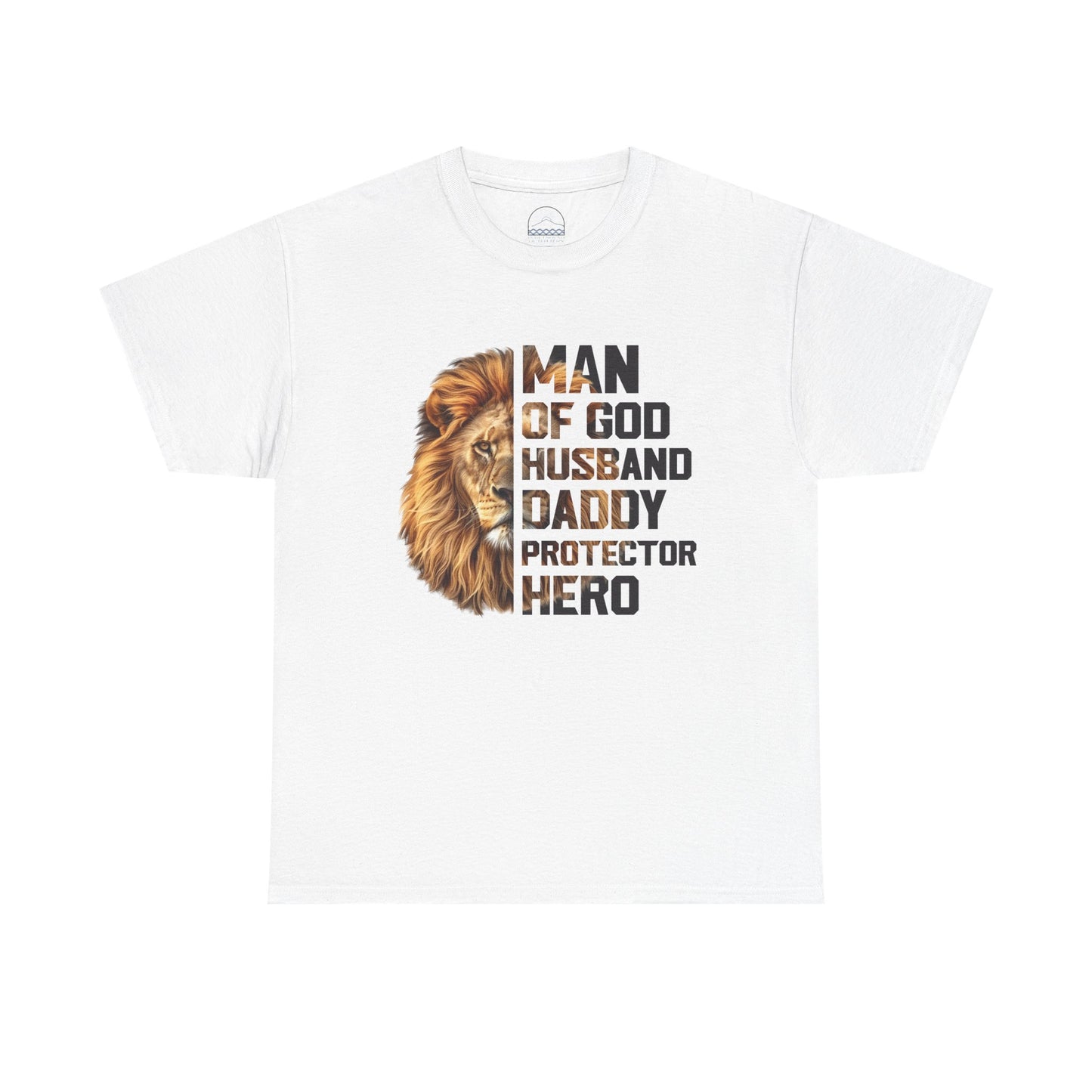 Man of God Heavy Cotton Tee - Husband, Daddy, Protector, Hero Shirt