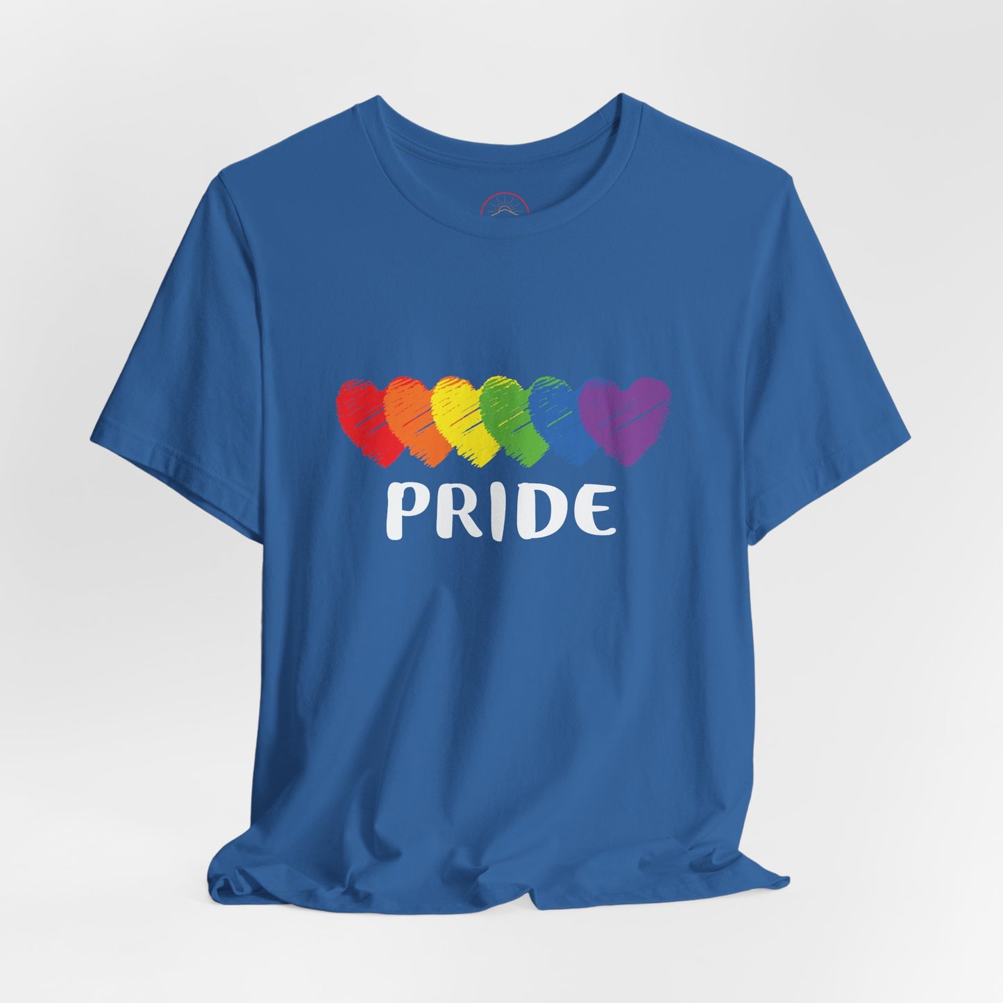 Pride Hearts Unisex Tee - Celebrate LGBTQ+ Pride, Rainbow T-Shirt, Summer Casual Wear, Gift for Pride Month, Colorful Heart Design