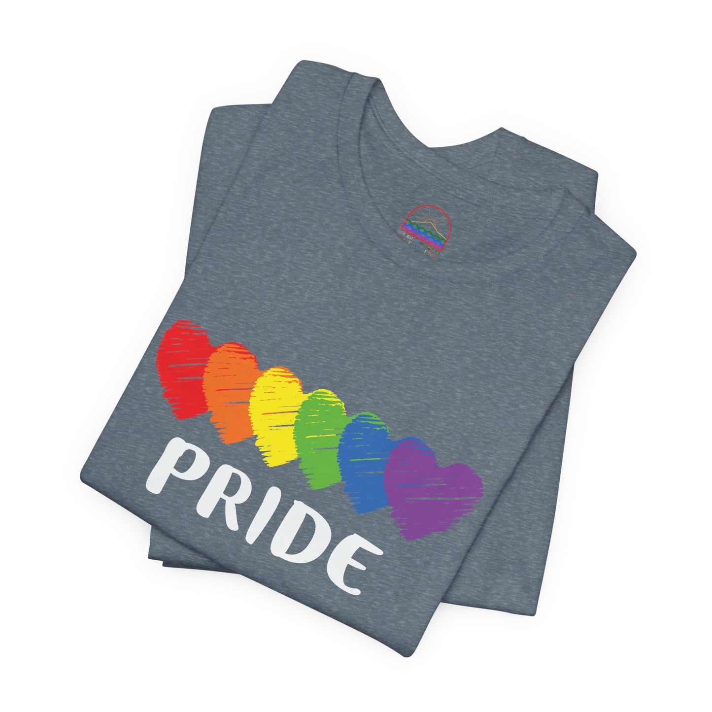 Pride Hearts Unisex Tee - Celebrate LGBTQ+ Pride, Rainbow T-Shirt, Summer Casual Wear, Gift for Pride Month, Colorful Heart Design