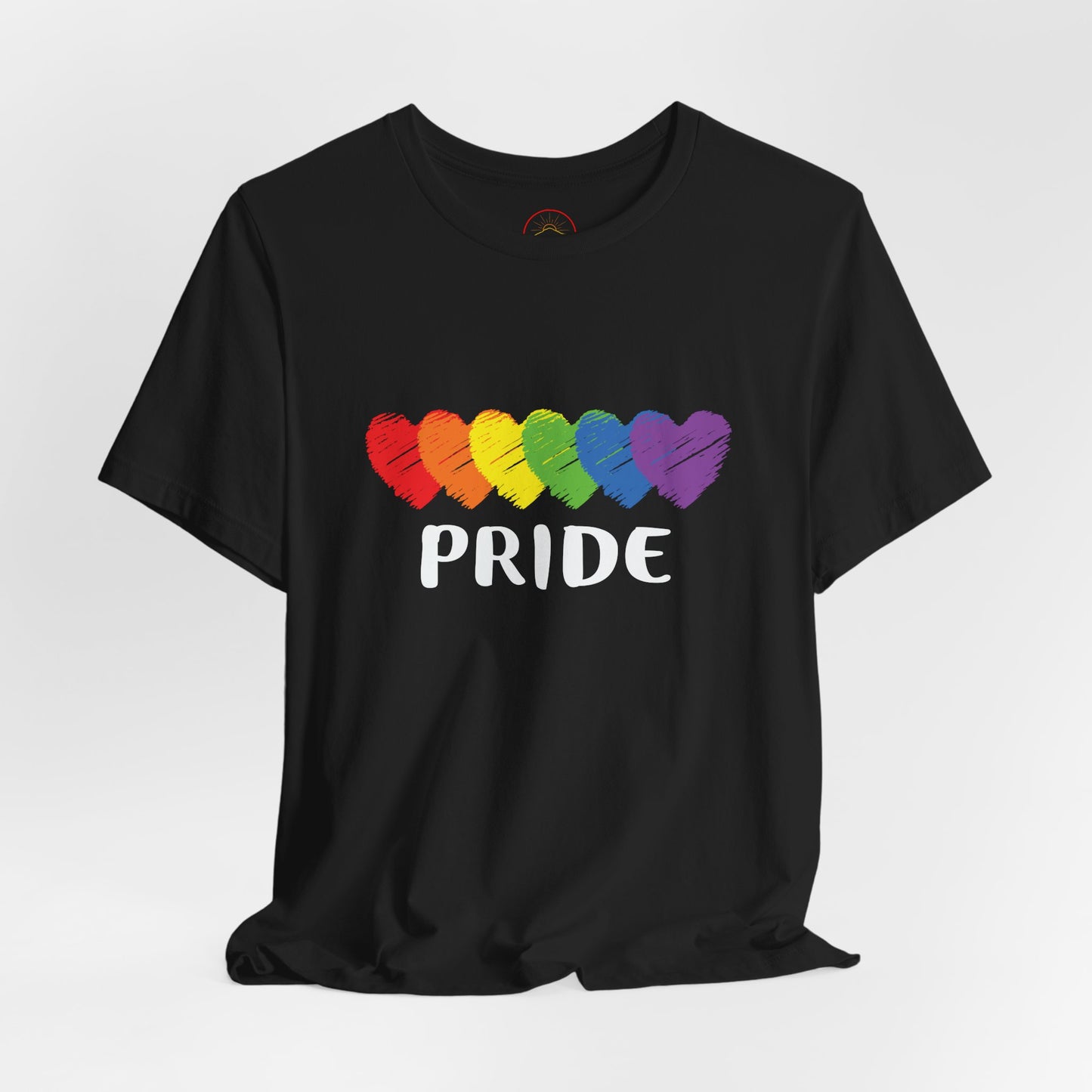 Pride Hearts Unisex Tee - Celebrate LGBTQ+ Pride, Rainbow T-Shirt, Summer Casual Wear, Gift for Pride Month, Colorful Heart Design
