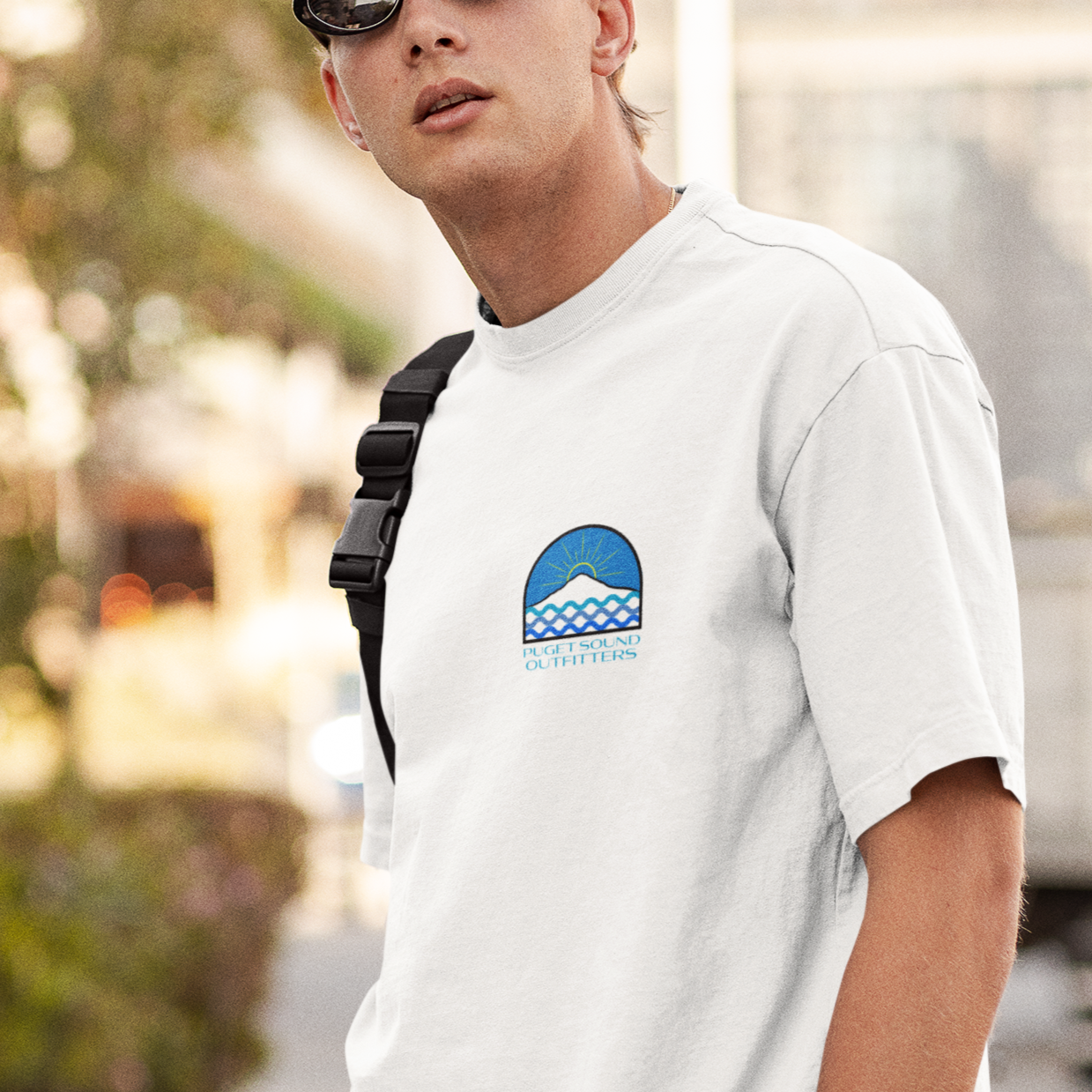 Summer Sunrise Tee - PNW Blue Sky & Rainier | Puget Sound Outfitters