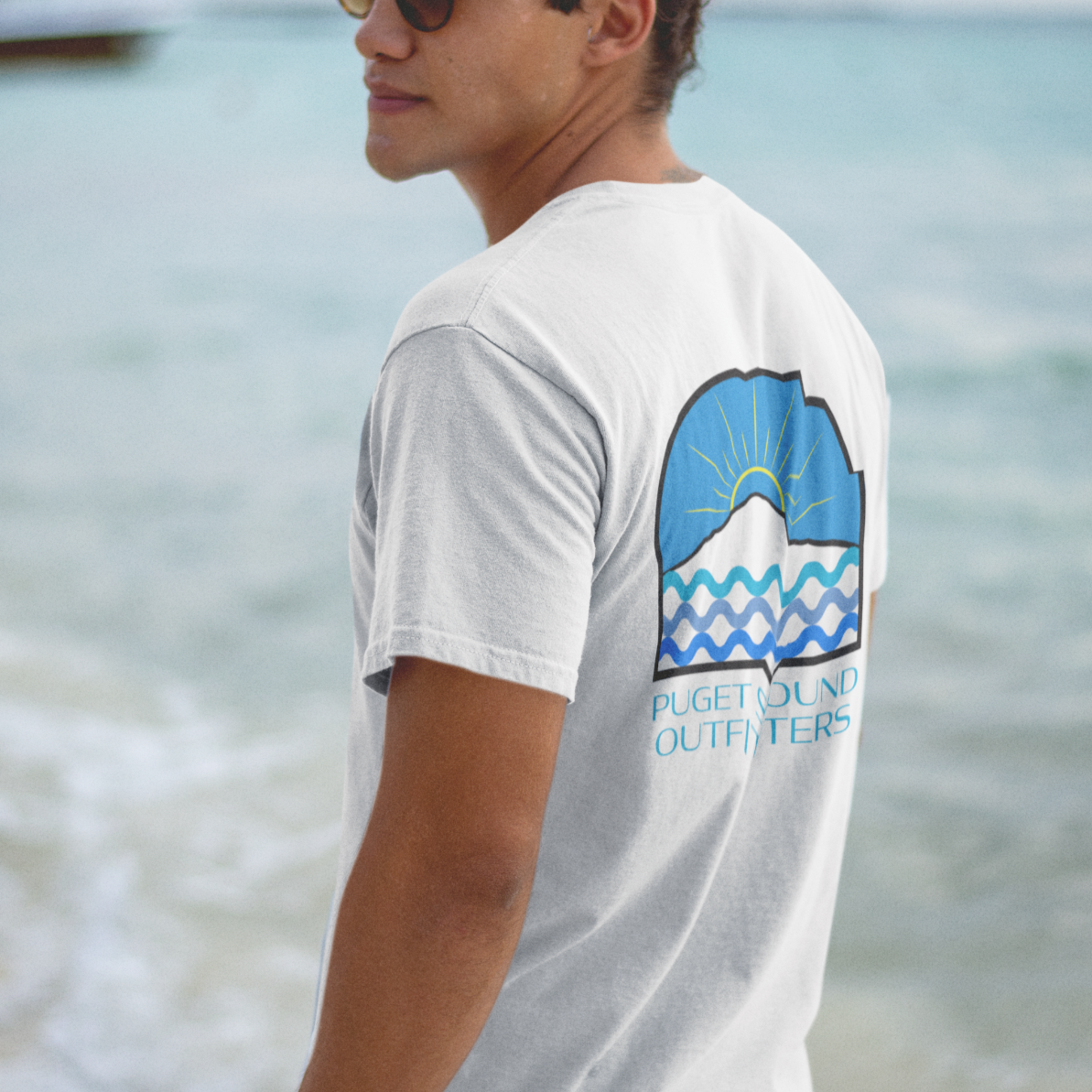 Summer Sunrise Tee - PNW Blue Sky & Rainier | Puget Sound Outfitters